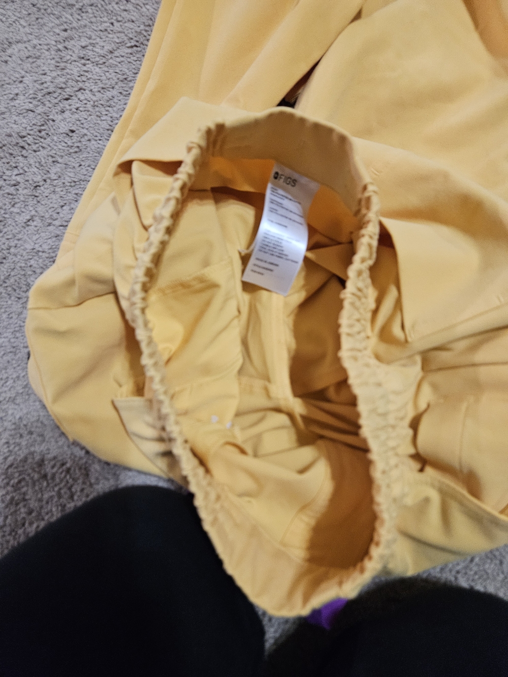 Figs Mustard Yellow Drawstring Jogger Pants with Purple Tie - Picture 6 of 8